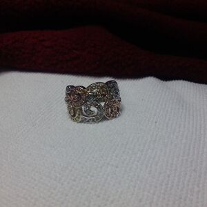 Multi stone cb silver ring